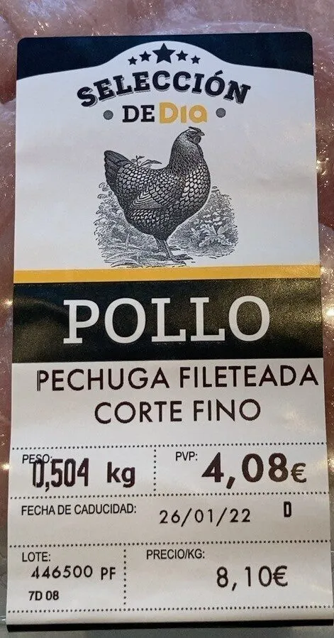 Pechuga de pollo corte fino