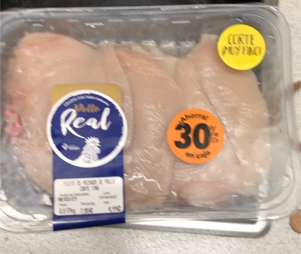 Filetes de pechuga de pollo corte fino