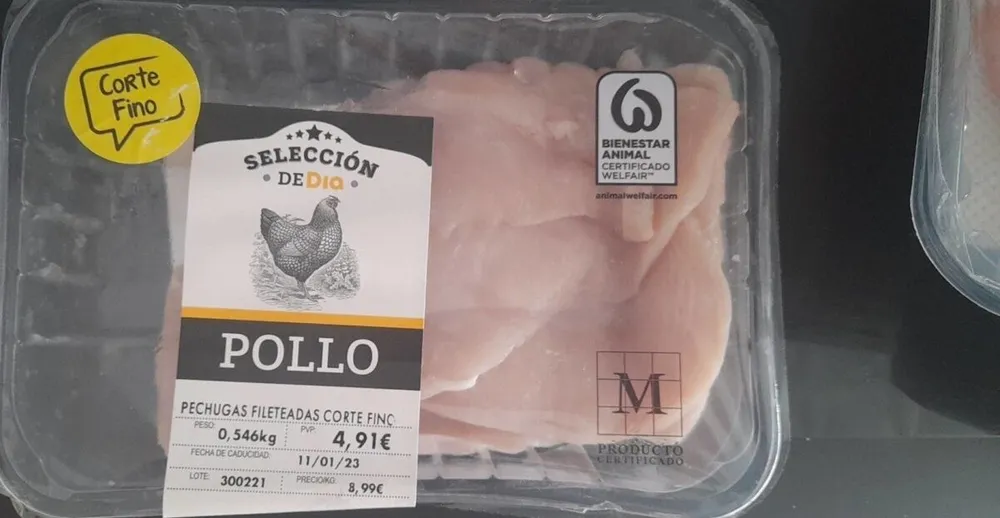 Pechugas de pollo fileteadas corte fino