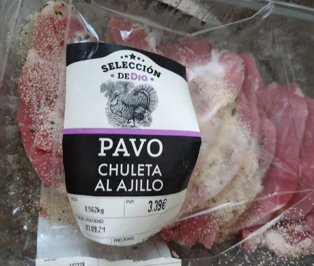 Pavo chuletas ajillo
