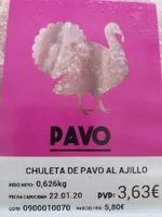 Chuleta de pavo al ajillo