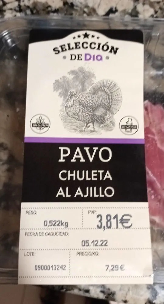 Pavo chuletas al ajillo