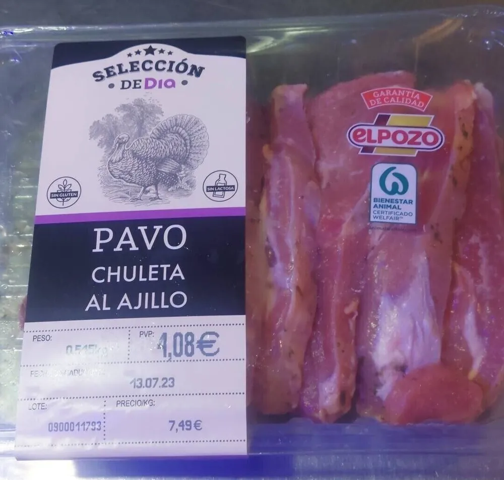 Chuleta pavo al ajillo