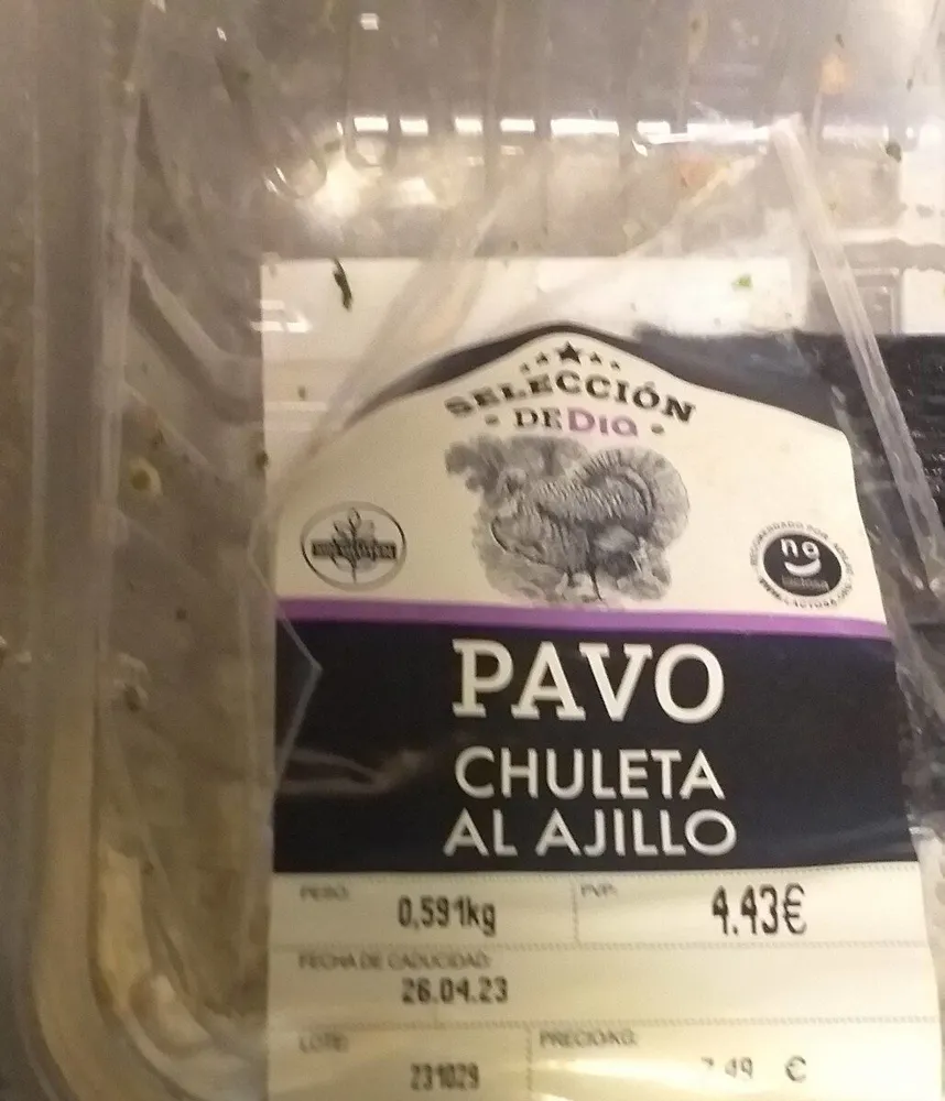 Pavo chuleta al ajillo