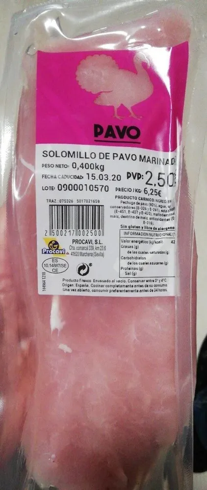Solomillo pavo marinado