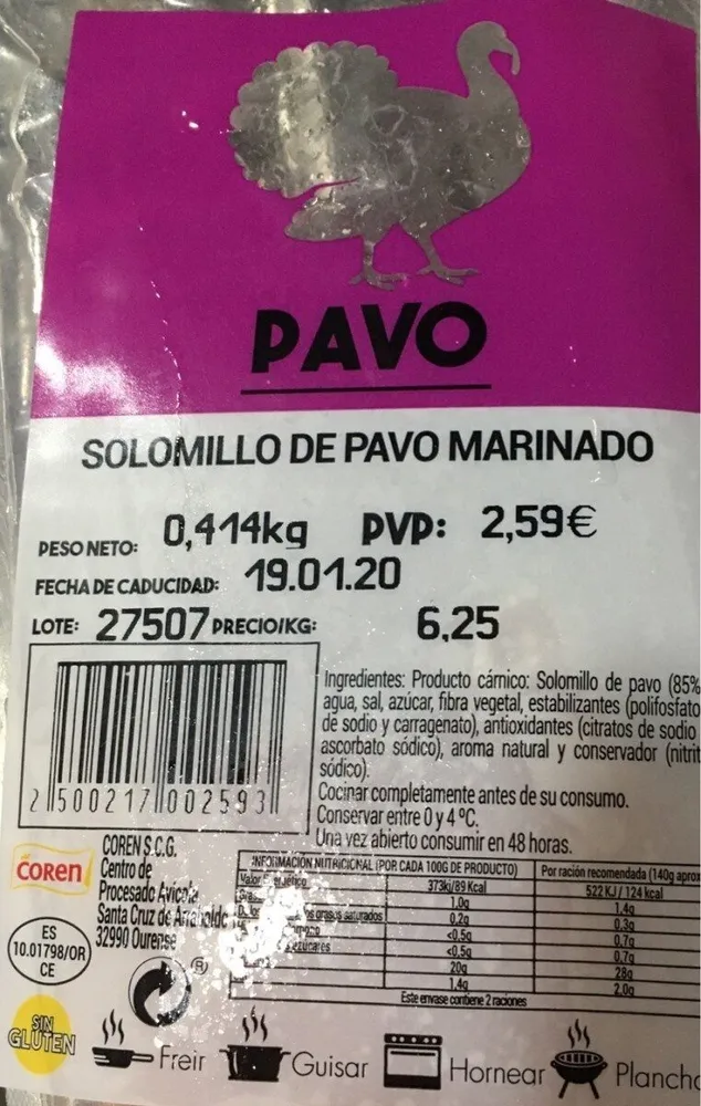 Solomillo de pavo marinado