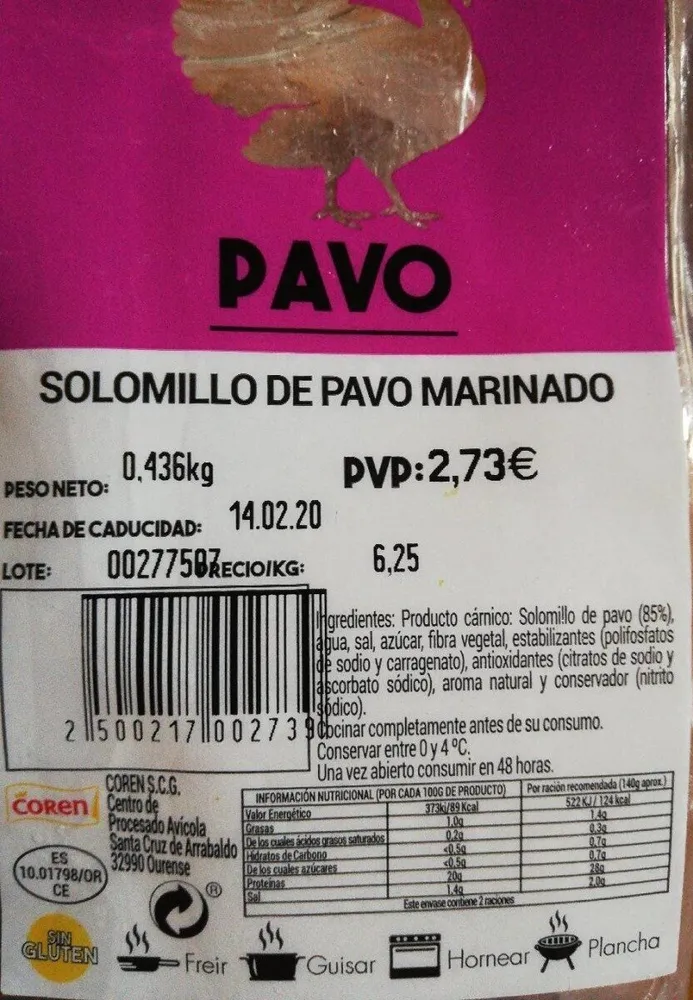 Solomillo de pavo marinado