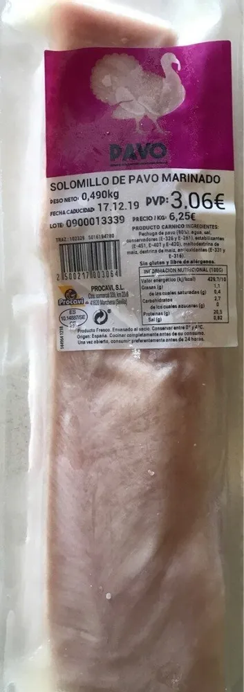 Solomillo de pavo marinado