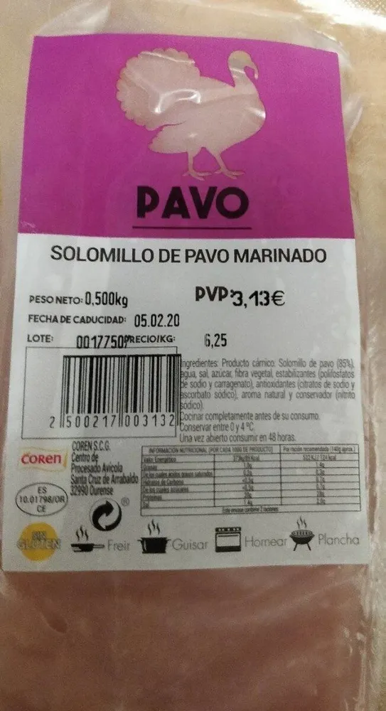 Solomillo de pavo marinado