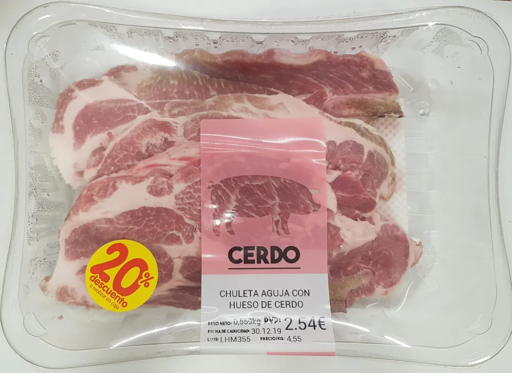 Chuleta aguja con hueso de cerdo