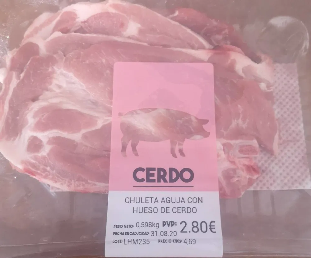 Chuleta aguja con hueso de cerdo