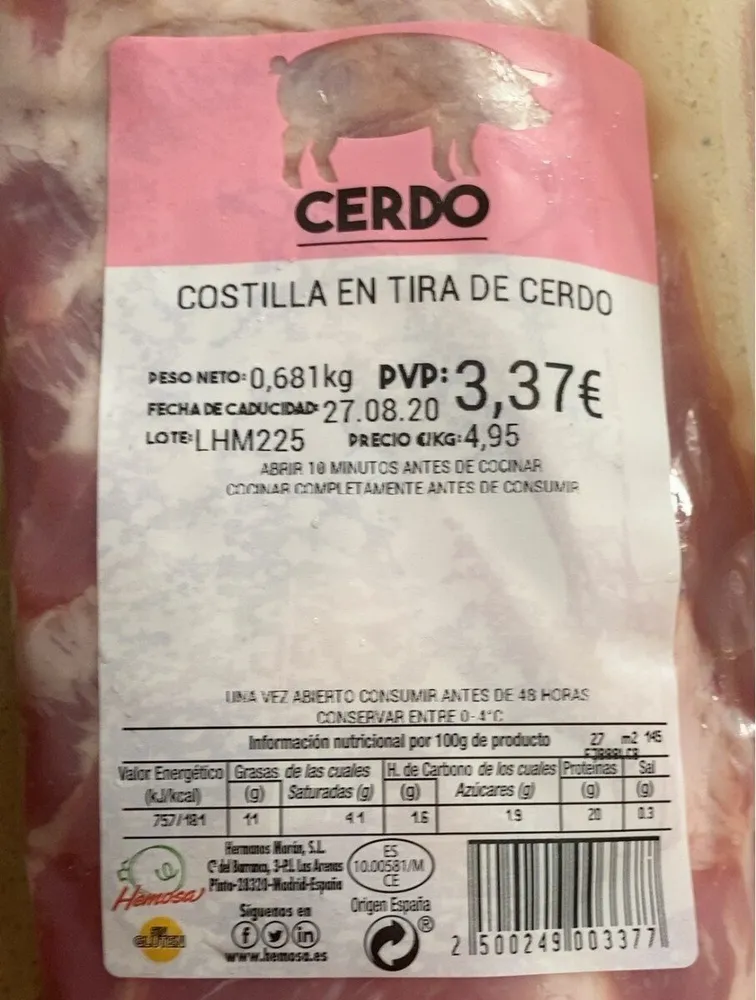 Costilla cerdo