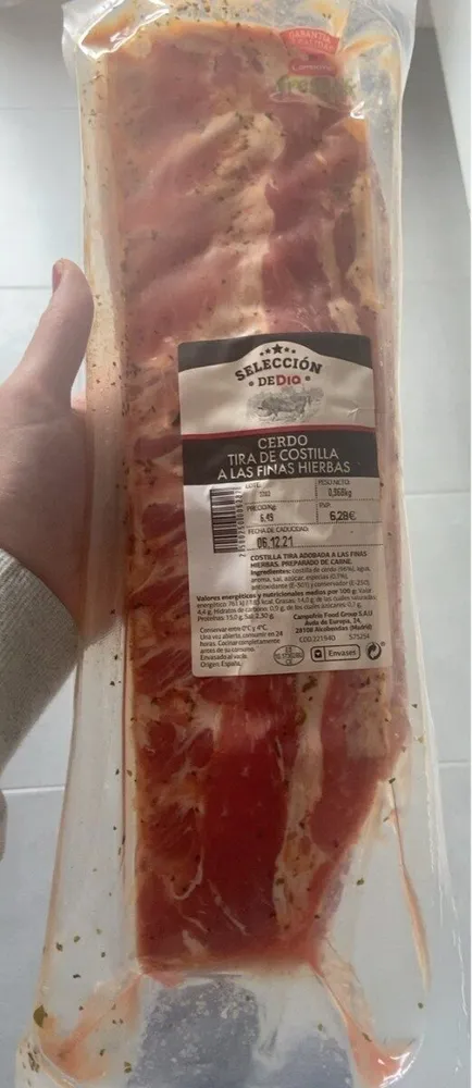 Cerdo tira de costilla