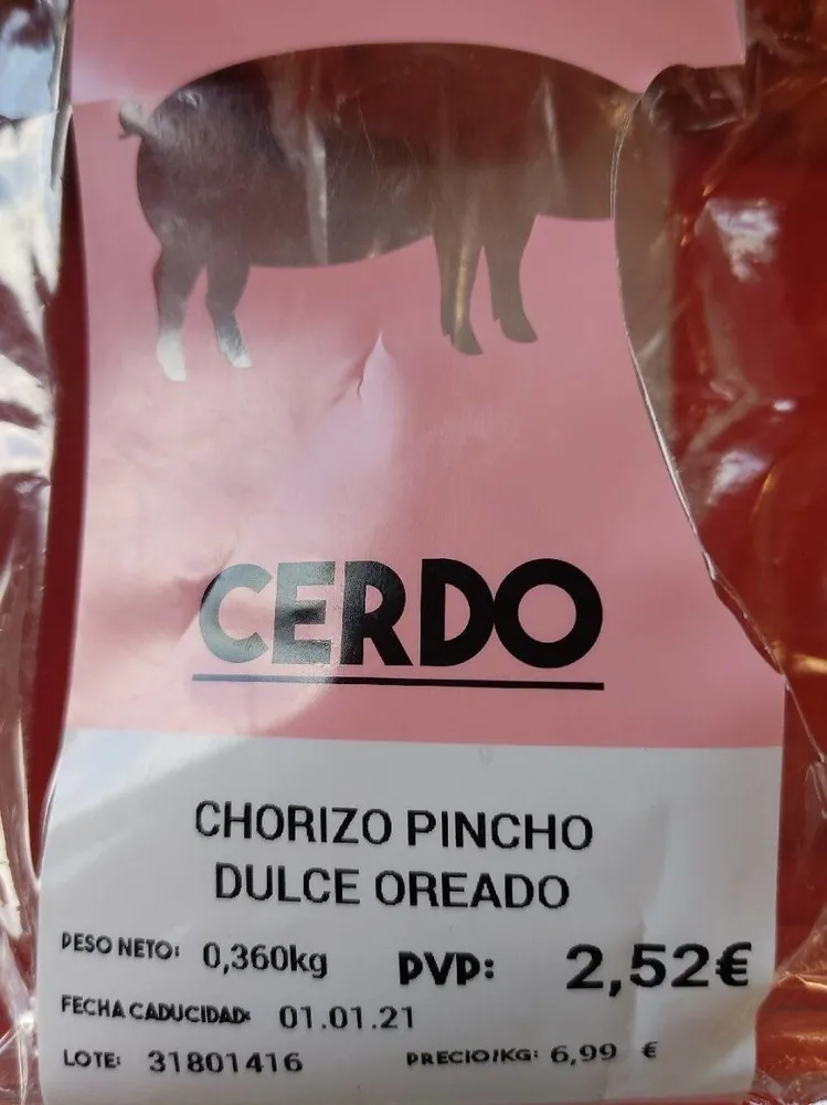 Chorizo pincho dulce oreado
