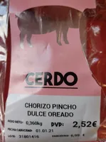 Chorizo pincho dulce oreado