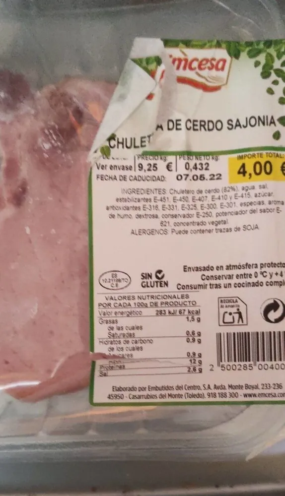 Chuletabde cerdo de sajonia