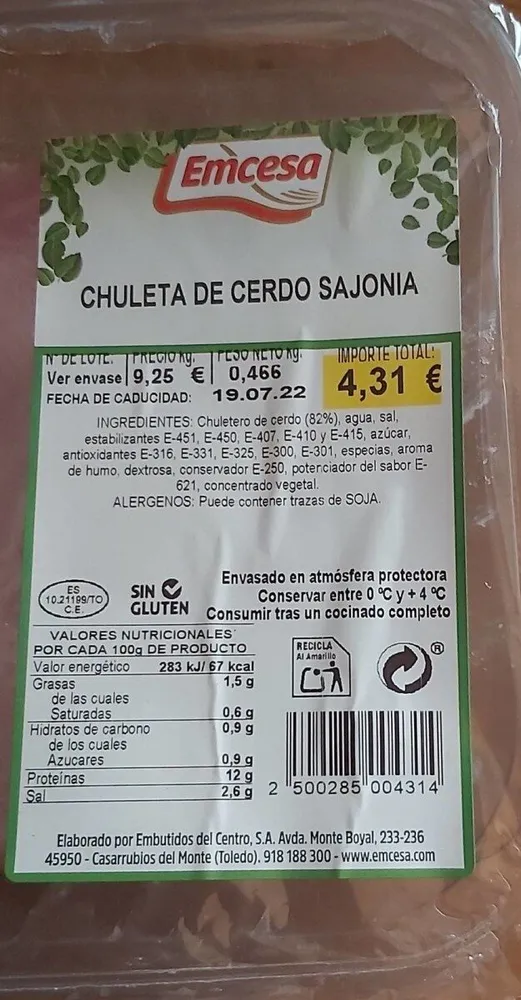 Chuleta de cerdo sajonia