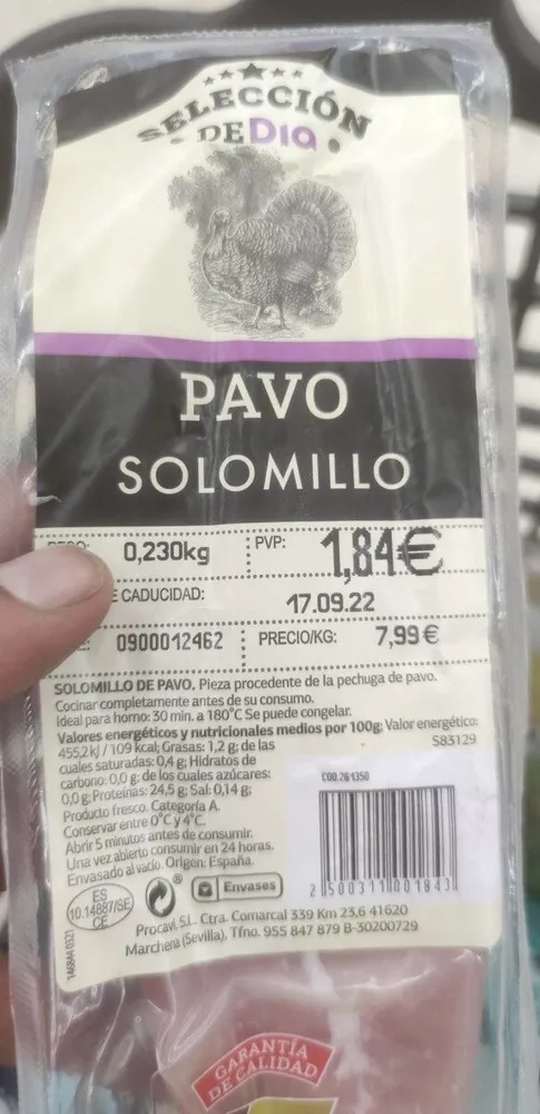 Pavo solomillo