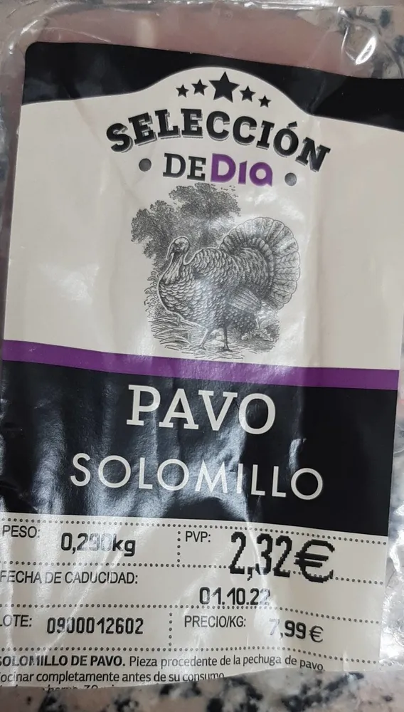 Solomllo de pavo fresco