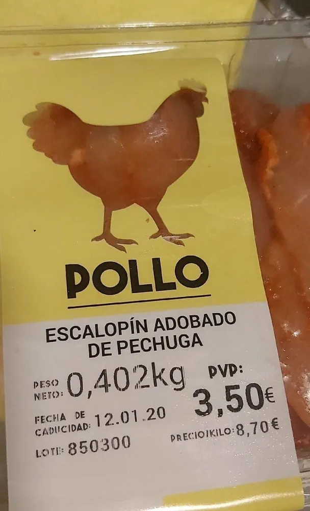 Escalopín adobado de pechuga de pollo