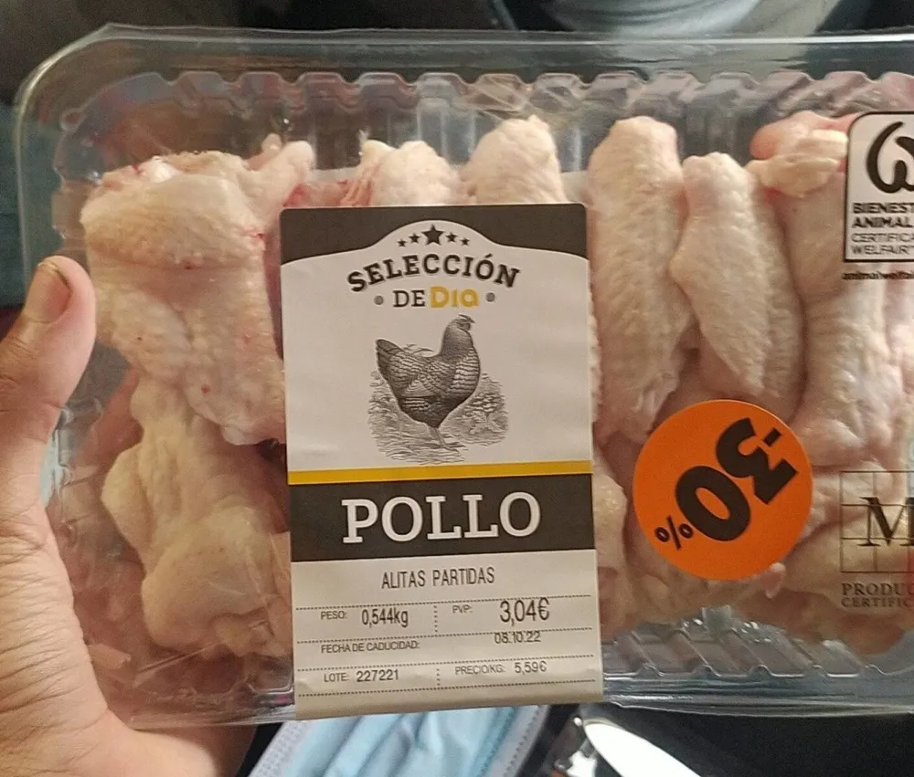 Pollo alitas partidas