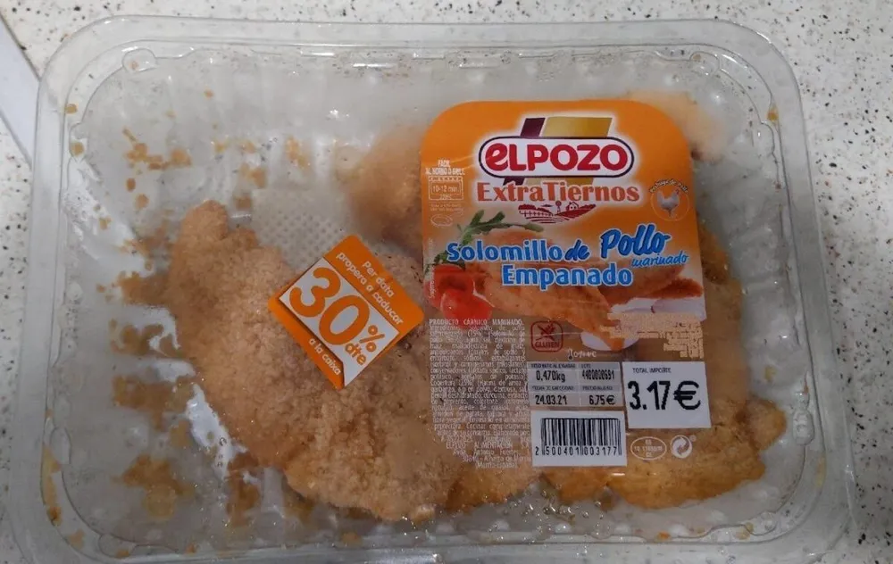 Solomillo de pollo marinado empanado
