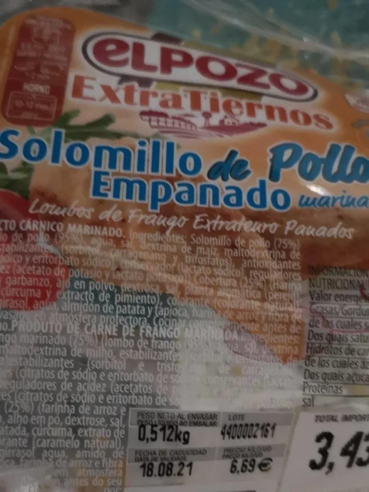 Solomillo de pollo empanado