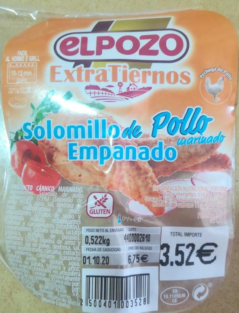 Solomillo de pollo empanado
