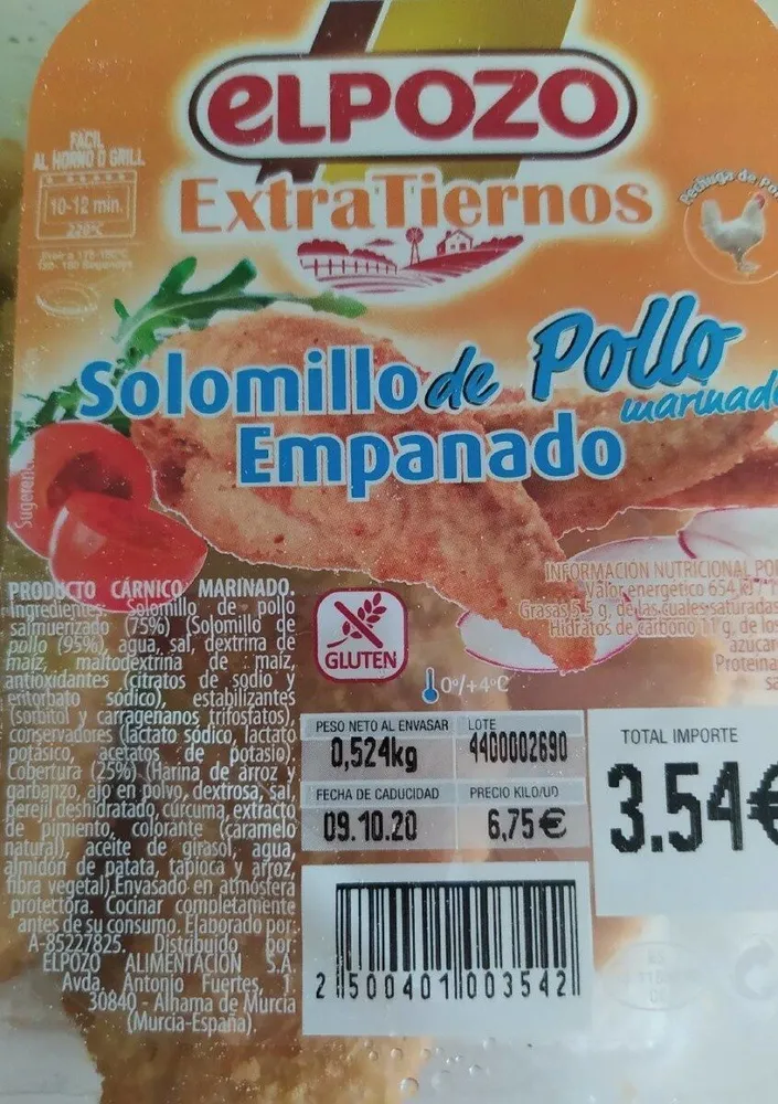 Solomillo de pollo empanado