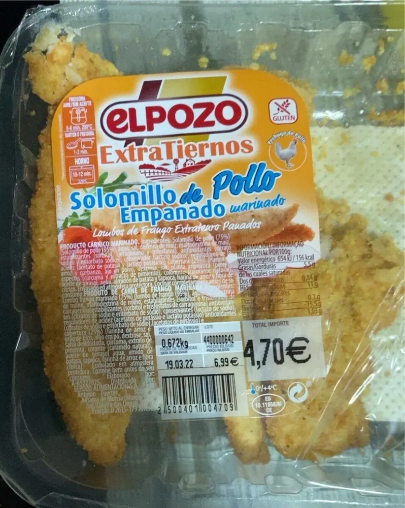 Solomillo de pollo empanado