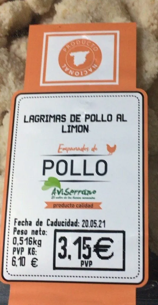 Lagrimas de pollo al limon