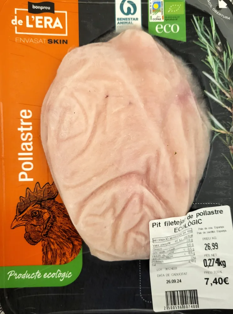 Pechuga de Pollo, Fileteada