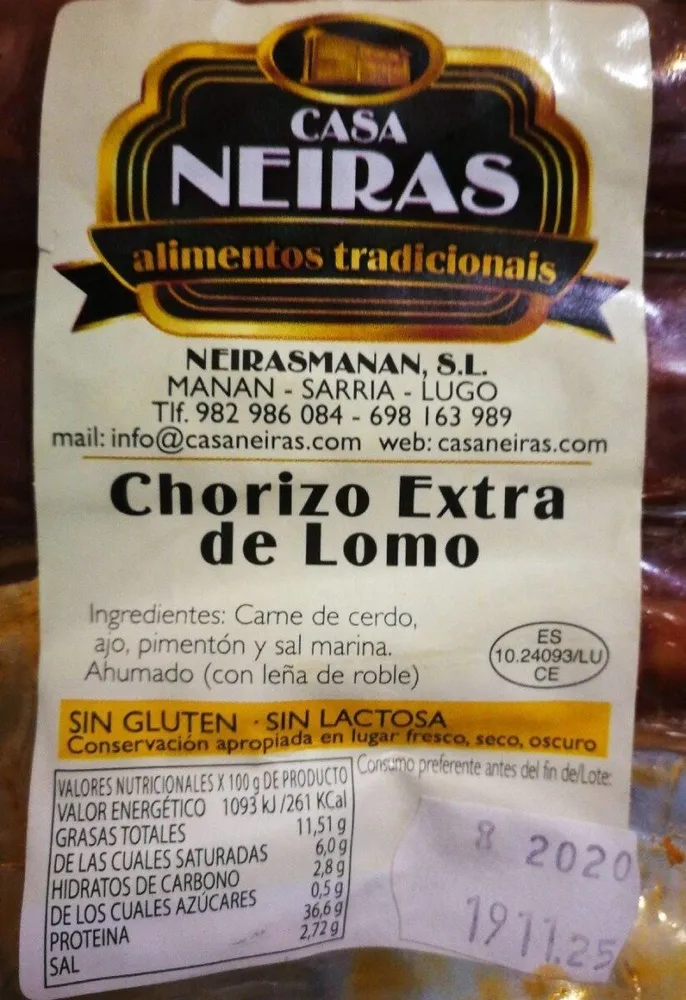 Chorizo extra de lomo