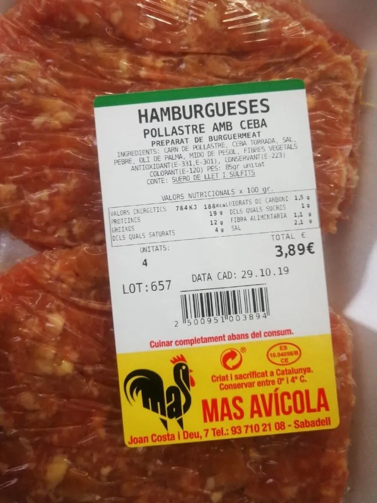 Hamburguesas pollo con cebolla