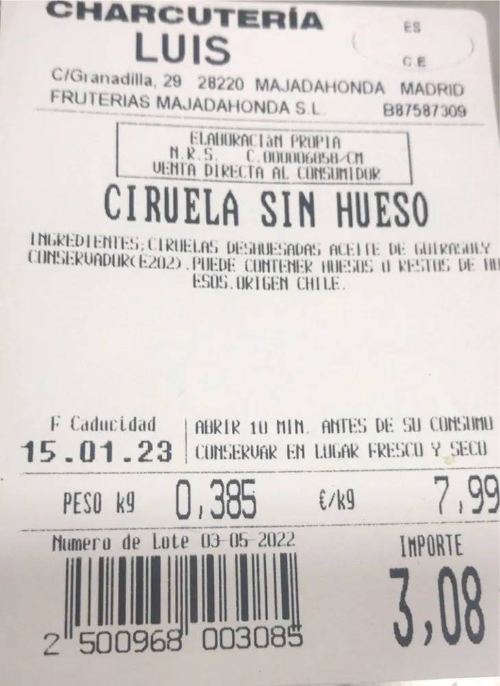 Ciruela sin hueso