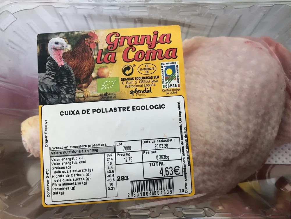 Muslo de pollo ecológico