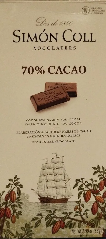 Dark chocolate 70% cocoa