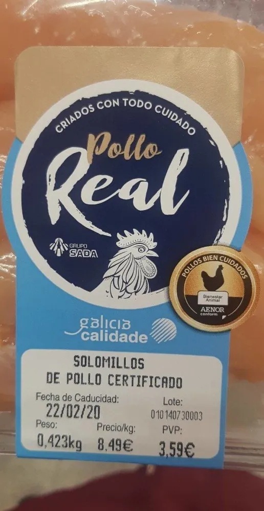 Solomillos de pollo certificado