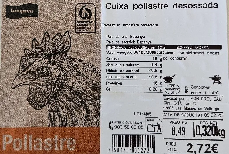Cuixa Pollastre Desosada