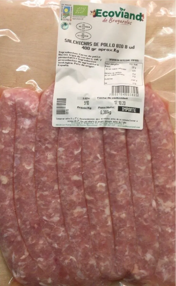 Salsichas de pollo Bio
