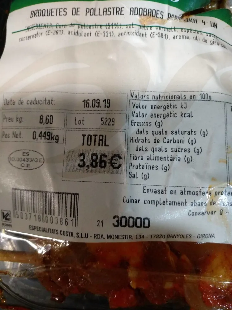 Pinchitos de pollo adobados
