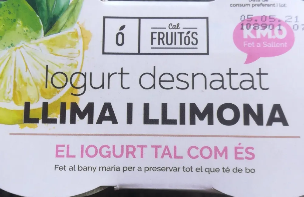 Iogurt desnatat de llima i llimona