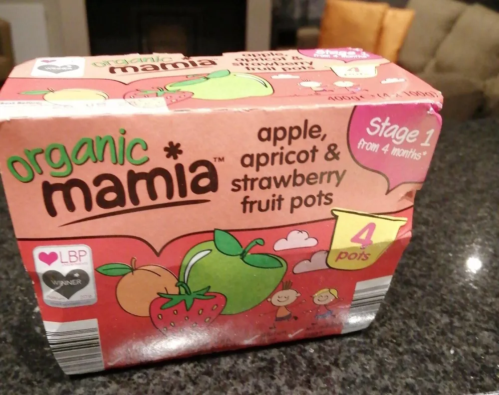 Organic mamia Apple , apricot & strawberry fruit pots