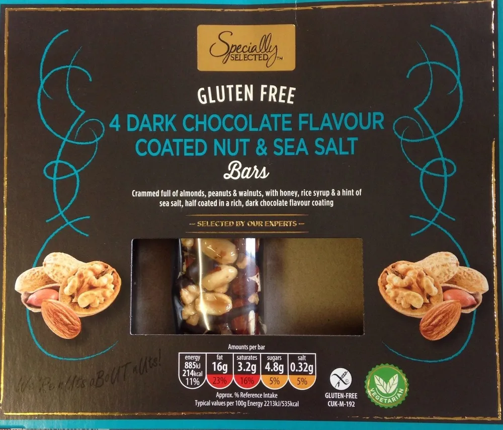 4 dark chocolate flavour coated nut & sea salt