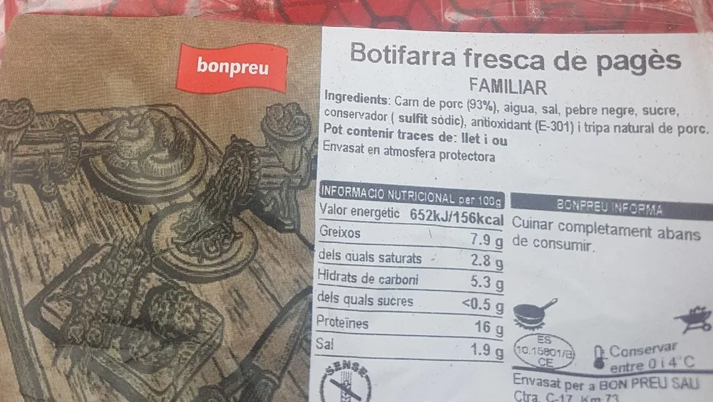 Butifarra fresca de pages