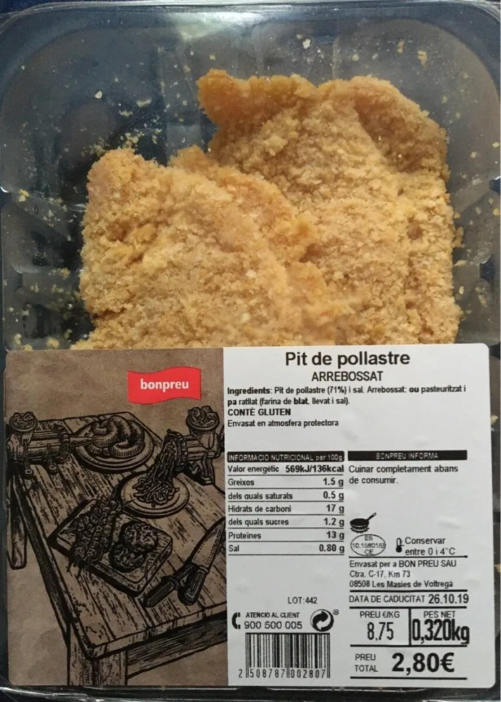 Pit de pollastre arrebossat