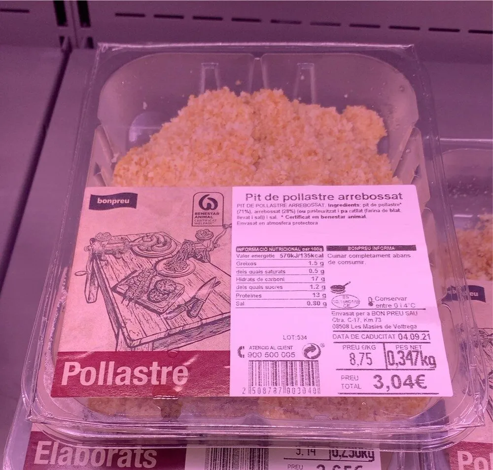 Pechuga de pollo rebozada