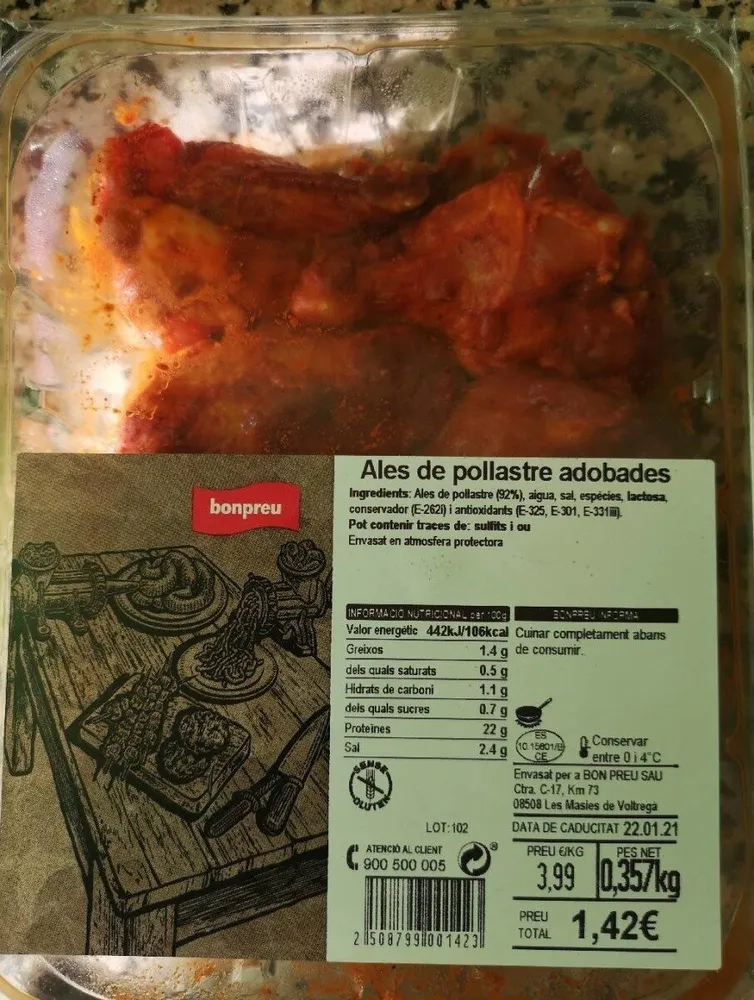 Alitas de pollo adobadas