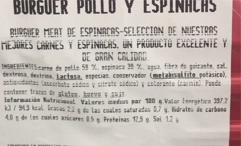 Burger pollo y espinacas