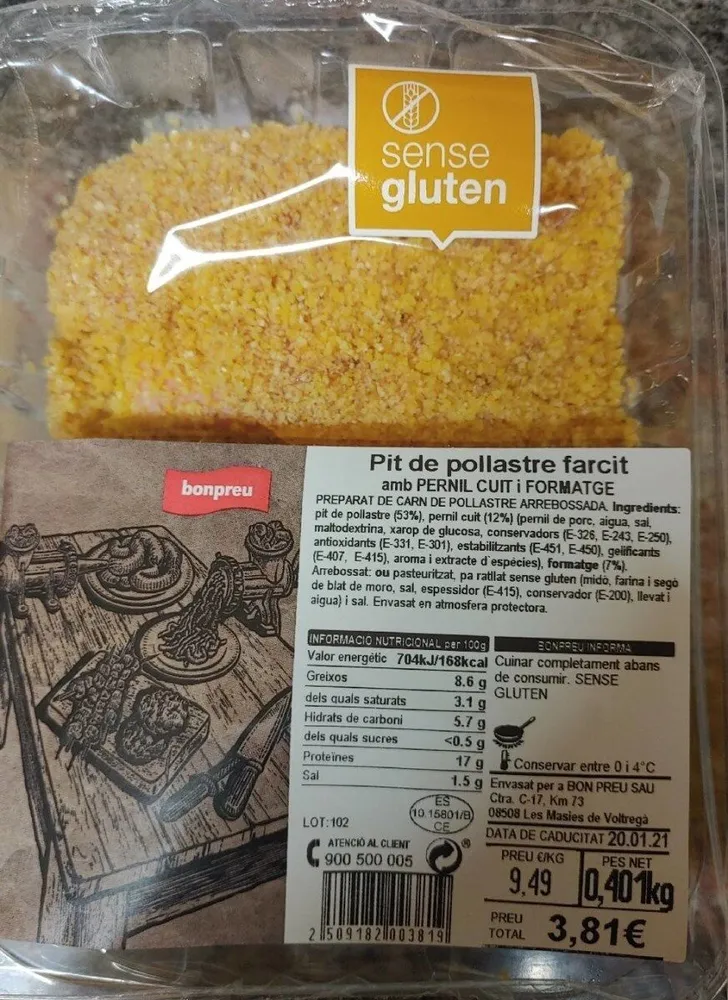 Pollo empanado relleno